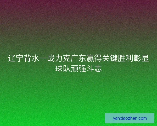 辽宁背水一战力克广东赢得关键胜利彰显球队顽强斗志 辽宁背水一战力克广东赢得关键胜利彰显球队顽强斗志
